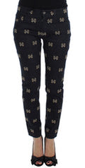 Women's Blue Key Embroidered Slim Fit Kate Jeans Cotton Clothing