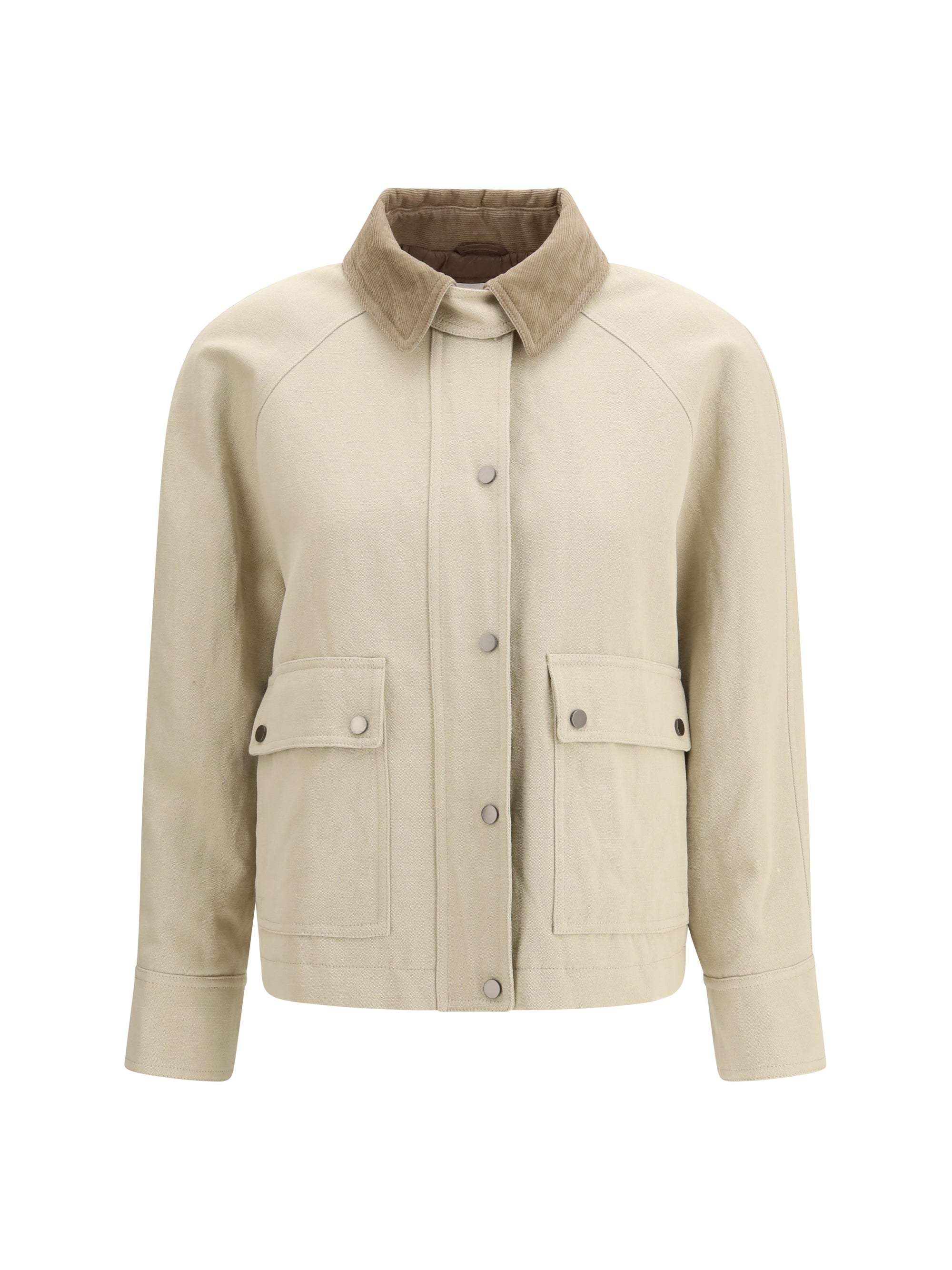 Brunello Cucinelli Cotton-Linen Canvas Jacket — Beige