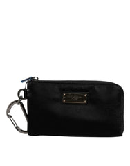 Men's Nylon And Leather With Logo Plaque Wallet Black