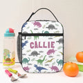 Bolsa de almuerzo aislante personalizada con nombre y bolsillo portátil para el mundo de los dinosaurios Regalo de cumpleaños de vuelta al cole picnic para niños
