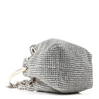 Jimmy Choo Satin Crystal Embellished Micro Bon Bon Bag Silver