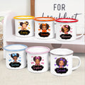 Taza esmaltada personalizada con nombre de niña negra de dibujos animados 12 oz Regalo de cumpleaños para niñas