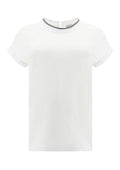 Brunello Cucinelli Monili-Embellished Keyhole T-Shirt — White