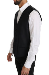 Men's Gray Wool Silk Waistcoat Vest Clothing