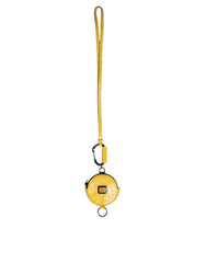 Men's Yellow Round Leather Dg Logo Coin Purse Lanyard Wallet Calf