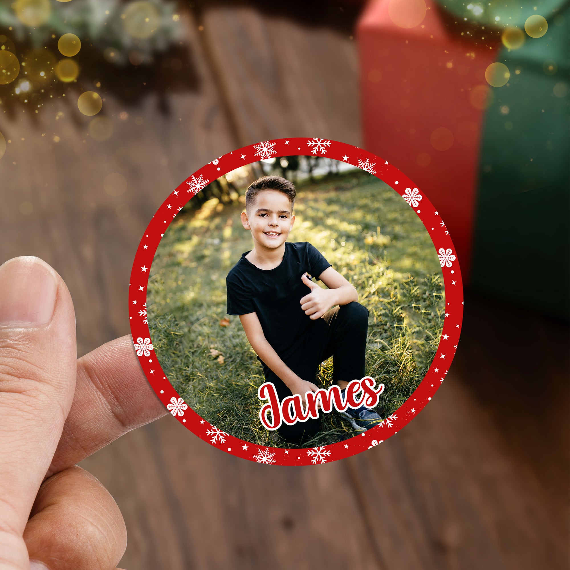 Personalizada de fotos a prueba de agua Etiquetas Adhesivas con Nombre Regalo Decoración Fiesta de Navidad para la Familia Amigo Kid