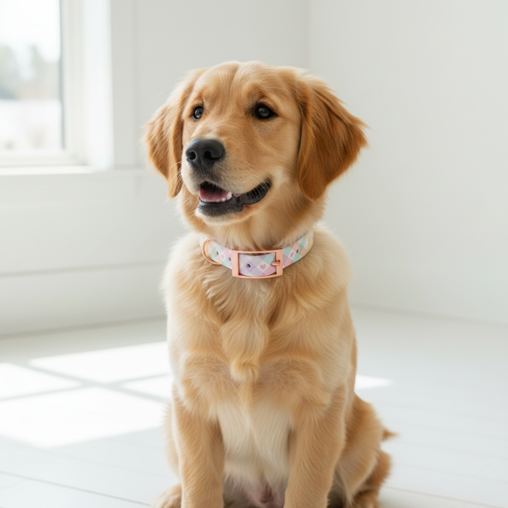 Pastel Vichy Handmade Dog Collar