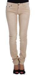 Women's Beige Wash Slim Fit Cotton Stretch Jeans Clothing