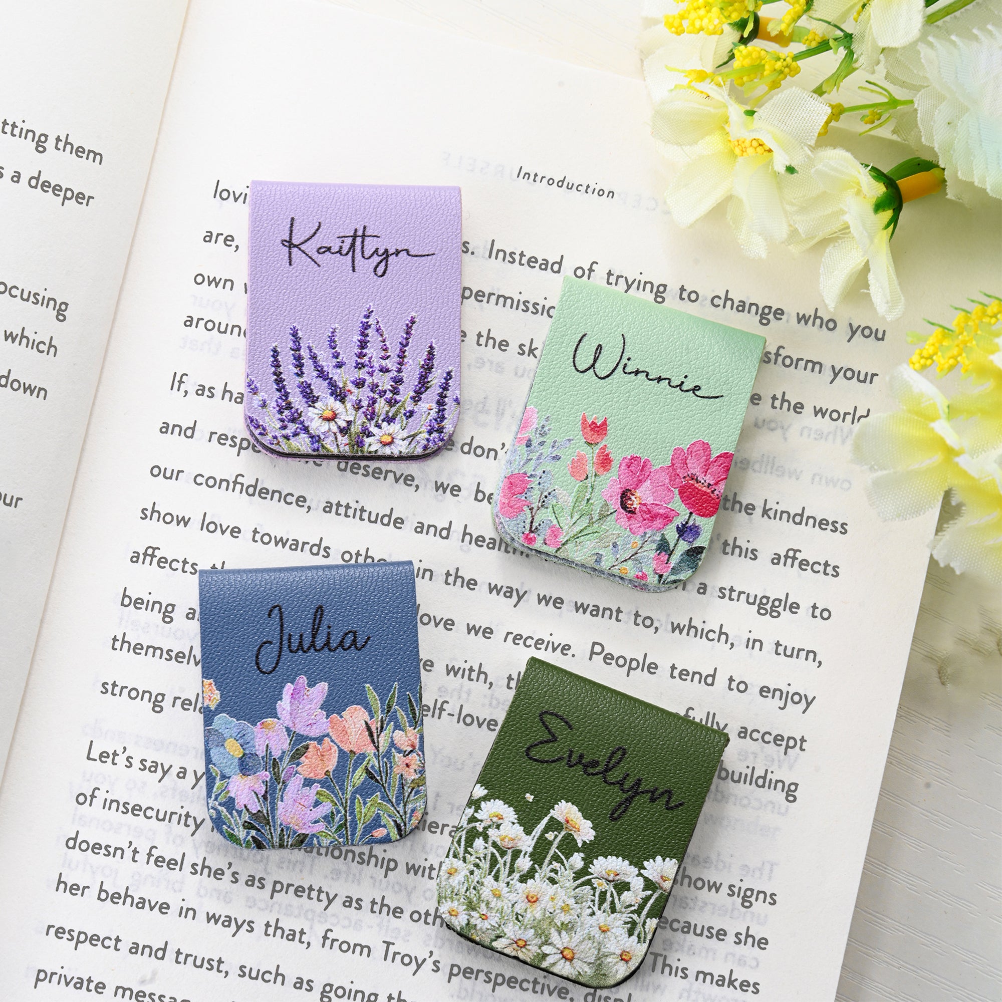 Clip magnético para marcapáginas de cuero de PU personalizado con nombre Regalo de cumpleaños para los amantes de los libros