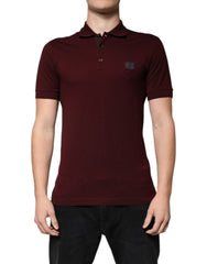 Men's Cotton-Blend Polo Maroon Polyester