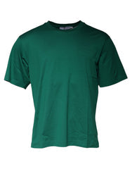 Men's Green Logo Crew Neck Short Sleeves T-Shirt Cotton