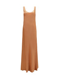 Forte_forte Satin Maxi with Lace Trims Dress — Beige