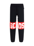 GCDS Logo-Striped Brushed Cotton Joggers — Black