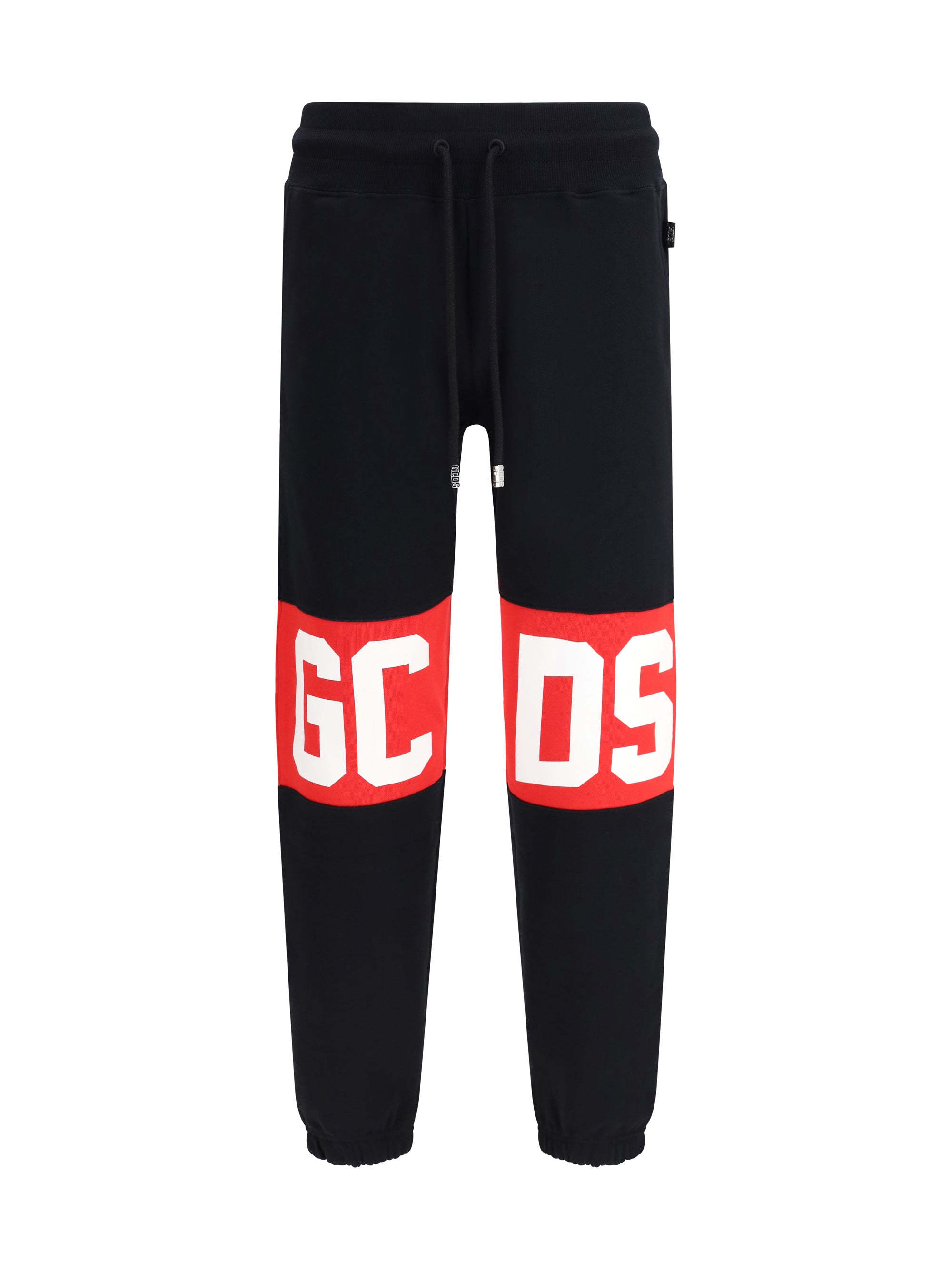 GCDS Logo-Striped Brushed Cotton Joggers — Black