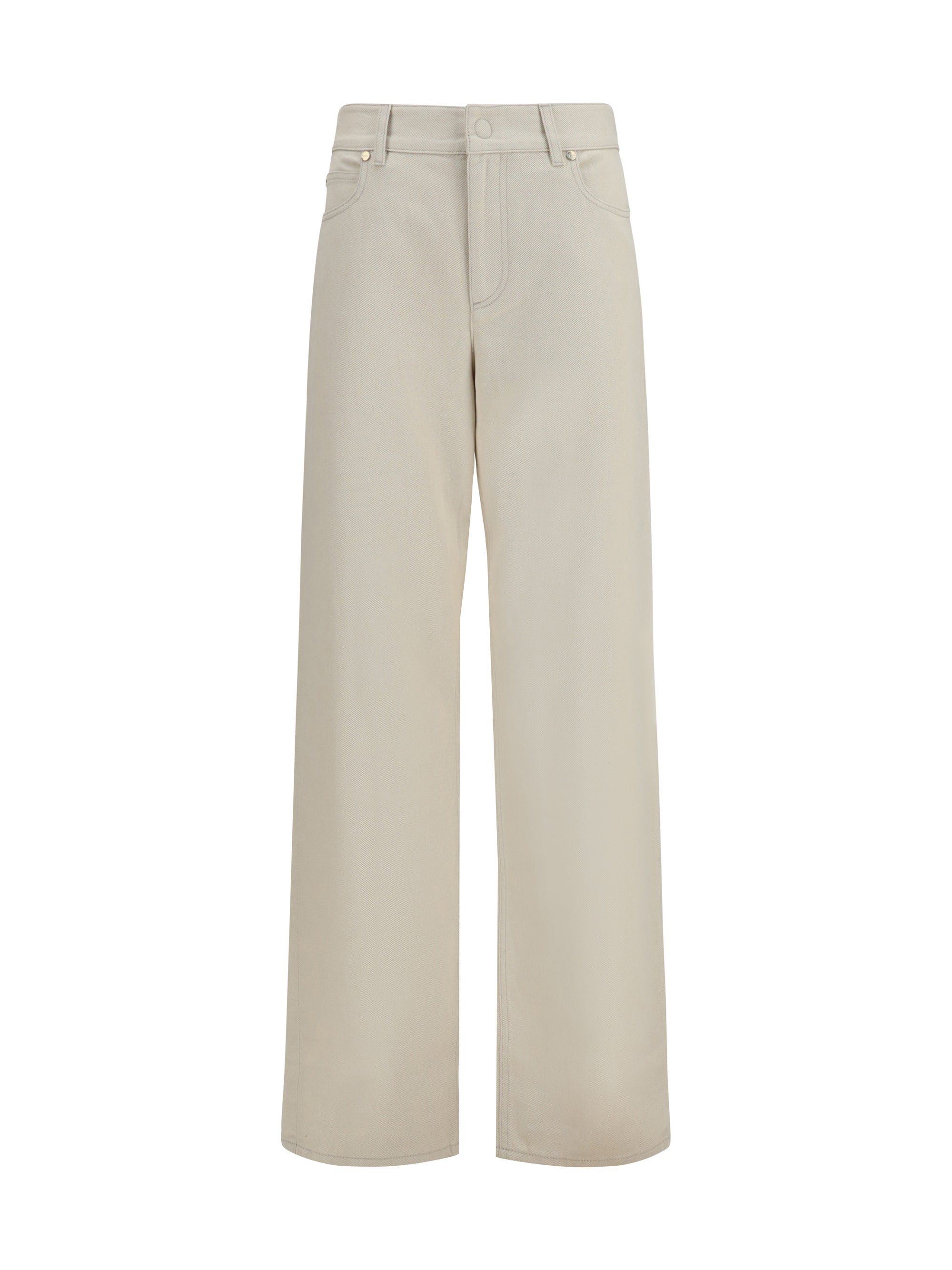 Fendi FF All-Over Printed Cotton Denim Jeans — Beige
