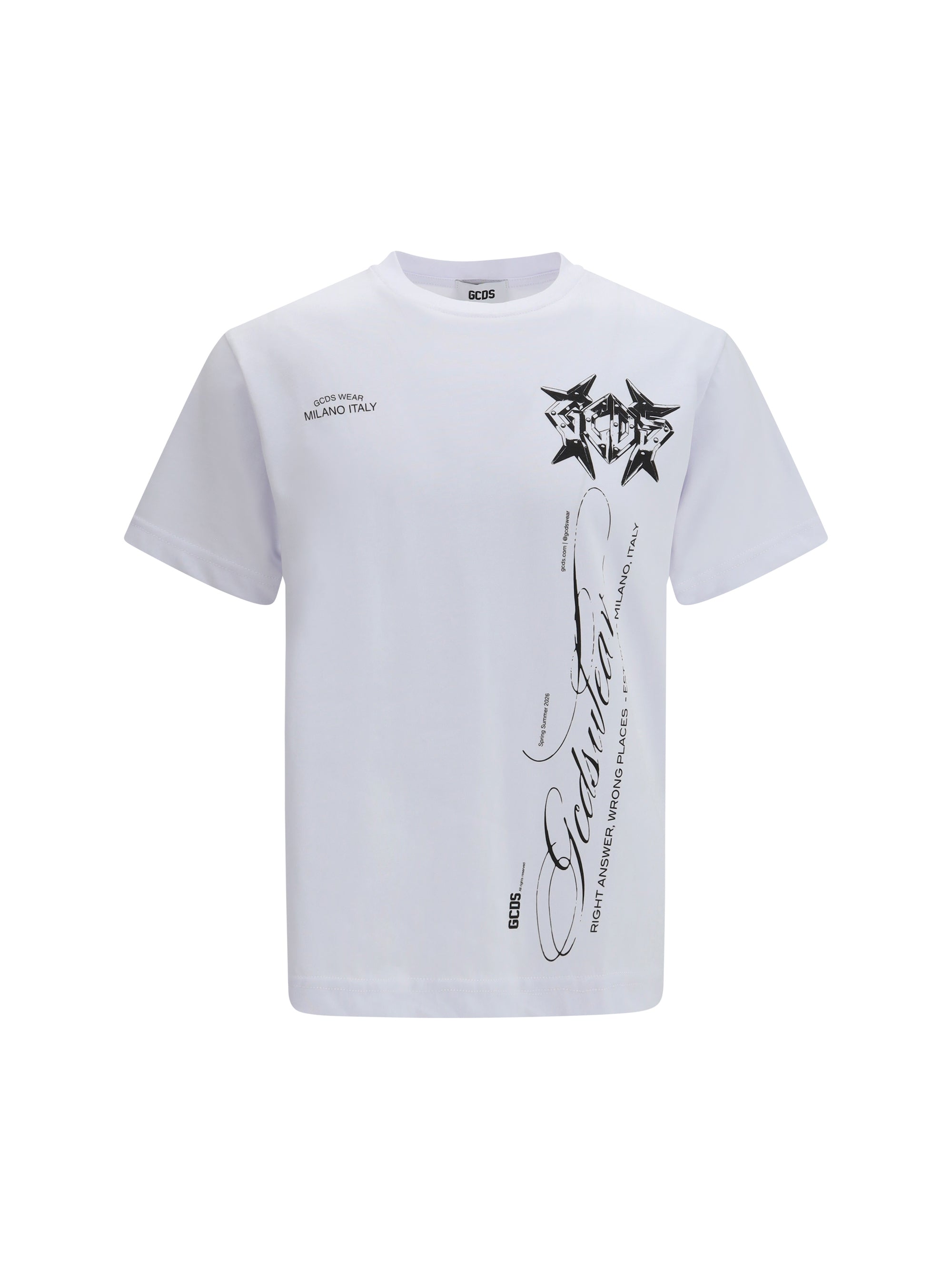 GCDS History Print Cotton T-Shirt — White