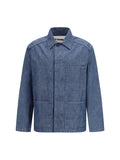 Jil Sander Patch-Pocket Chambray Overshirt — Blue
