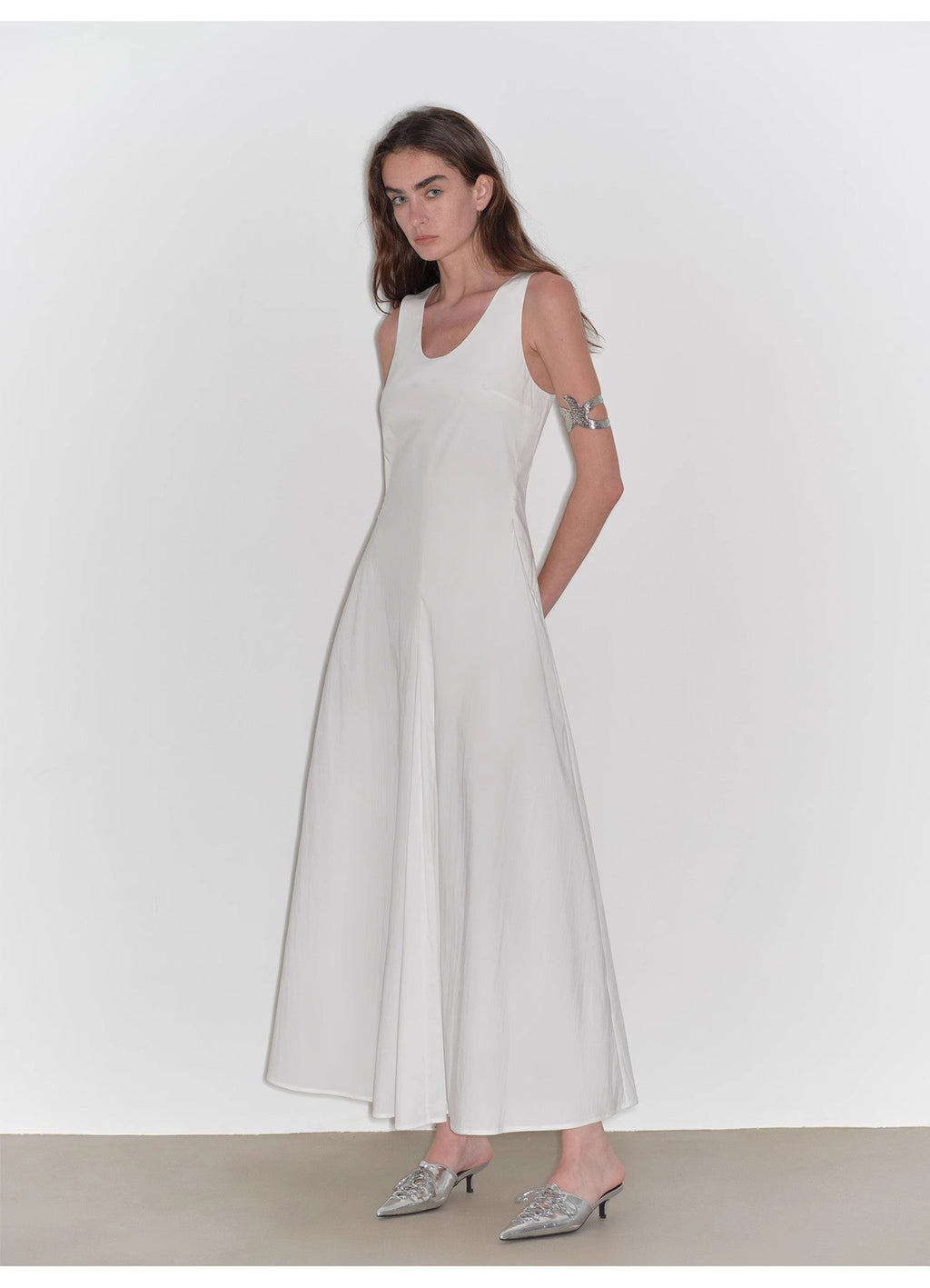 Lake Bled Simple and slim texture U-neck A-line slim fit vest dress