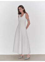 Lake Bled Simple and slim texture U-neck A-line slim fit vest dress