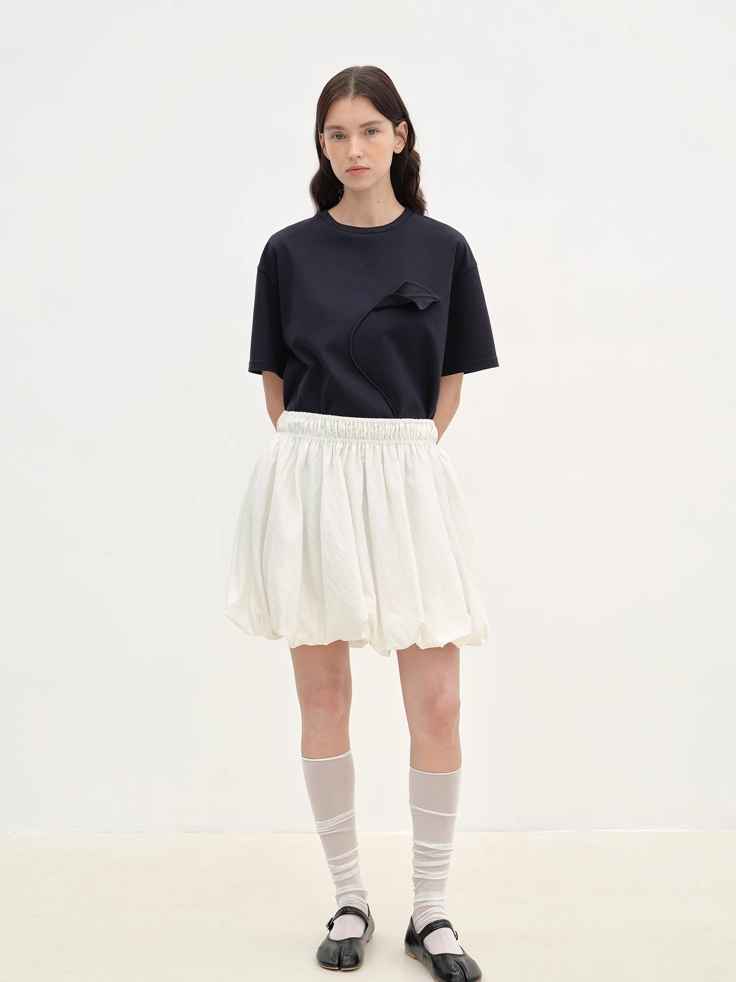 Bubble Park elastic waist three-dimensional flower bud new skirt