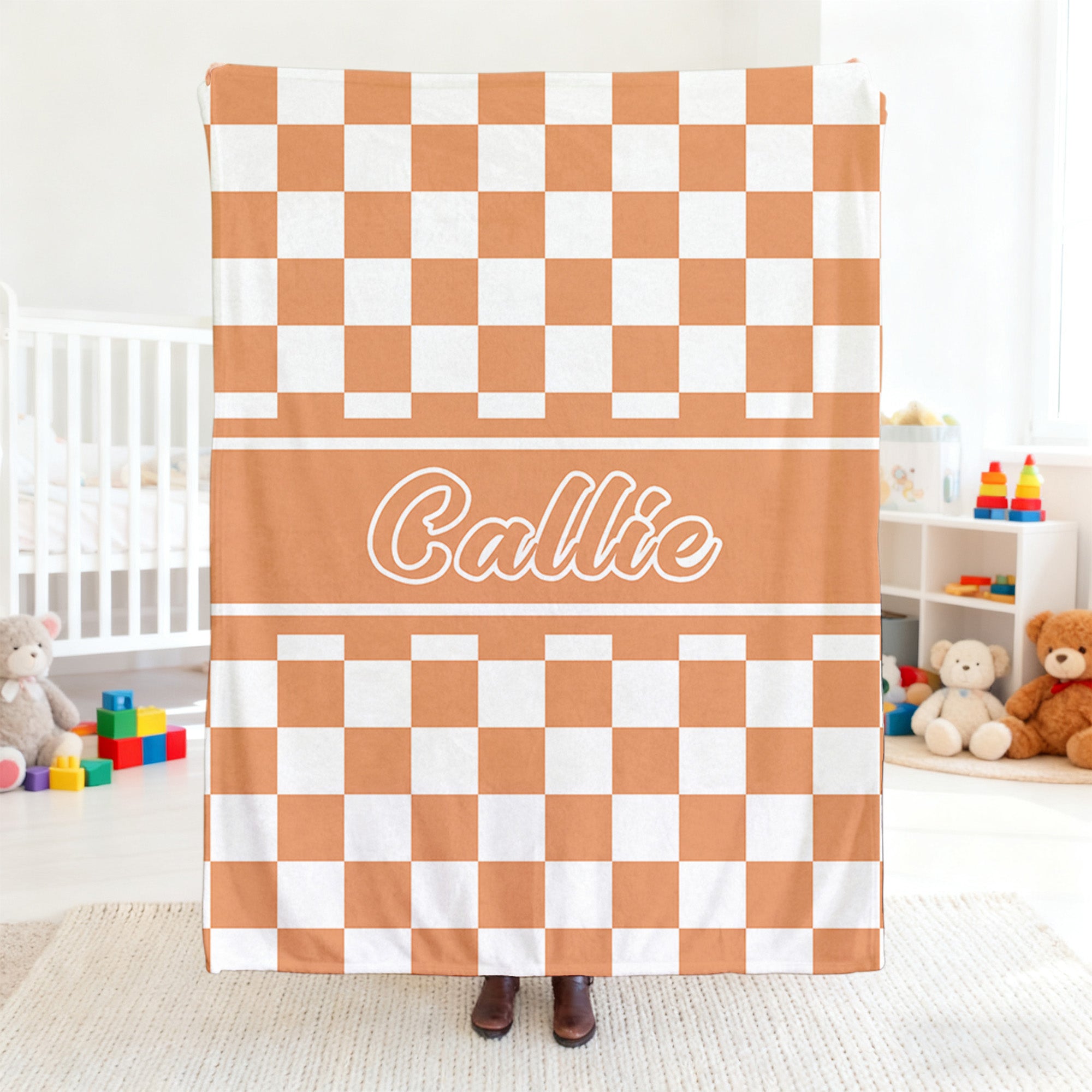 Manta Suave Personalizada de Cuadros Multicolor con Nombre Decoración del Hogar Regalo de Cumpleaños para Niños Amigos