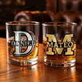 Vaso de whisky Old Fashioned de 10 oz personalizado con iniciales en color metalizado y nombre Regalo de cumpleaños del Día del Padre para papá Hombre Entusiasta del whisky