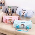 Bolsa de viaje personalizada de animales de dibujos animados con nombre y correa para el hombro Uso diario Regalo de cumpleaños para niño Adolescente Estudiante