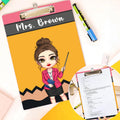 Portapapeles colgante personalizado con imagen de un profesor de dibujos animados y clip de perfil bajo Regalo de agradecimiento por la vuelta al cole para un profesor