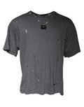 Men's Gray Logo Crew Neck Short Sleeves T-Shirt Cotton