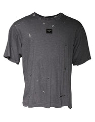 Men's Gray Logo Crew Neck Short Sleeves T-Shirt Cotton