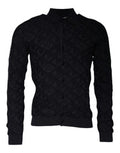 Men's Silk Logo-Jacquard Cardigan Black Clothing