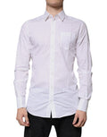 Men's White Cotton Long Sleeves Gold Dress Shirt