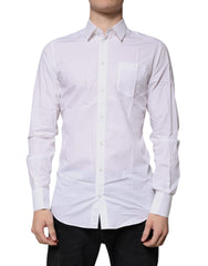 Men's White Cotton Long Sleeves Gold Dress Shirt