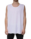Men's White Cotton Sleeveless Round Neck Tank T-Shirt