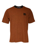 Men's Brown Dg Logo Polyester Crew Neck T-Shirt Cotton