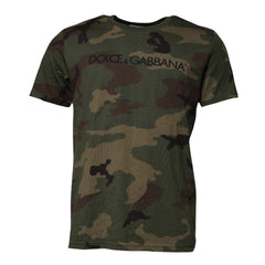 Men's Multicolor Camouflage Cotton Crew Neck T-Shirt