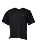 Men's Black Dg Logo Print Cotton Crew Neck T-Shirt