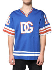 Men's Blue Logo V-Neck Short Sleeve T-Shirt
