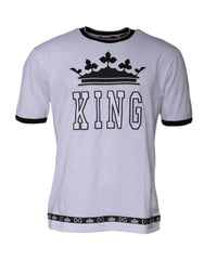 Men's Crown & Logo-Embroidered T-Shirt White Cotton