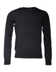 Men's Logo-Embroidered Virgin Wool Sweater Gray