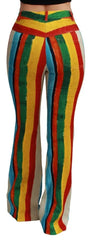 Women's Multicolor Flared Riga Pittorica Pants Cotton Viscose Elastane