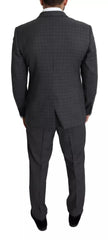Gray Wool Men Formal 2 Piece Martini Suit Virgin Elastane
