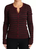 Women's Striped Viscose Cardigan Red Polyester Clothing