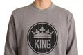 Men's Crown King Logo Print Sweatshirt Gray Cotton Sweatshirts
