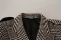 Men's Gray Check Plaid Long Trench Coat Jacket Cotton Clothing