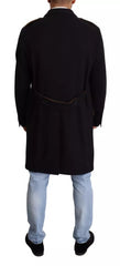 Men's Blue Trench Coat Long Wool Stretch Jacket Clothing