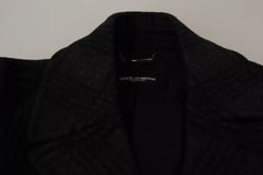 Men's Black Trench Coat Check Wool Jacket Clothing