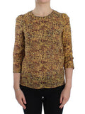 Women's Multicolor Mosaic Print Silk Blouse T-Shirt