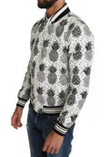 Men's White Black Pineapple Bomber Coat Jacket Polyester Clothing