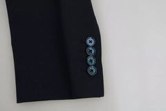 Men's Blue Wool Martini Blazer Vest 2 Piece Clothing